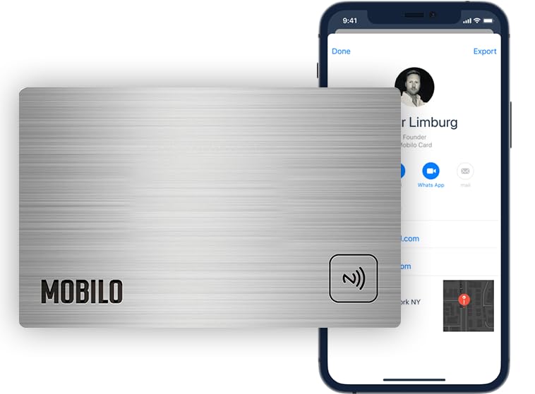 Mobilo Digital Business Card - Tap, Share, Connect - No App Required - Android & Smart Phone - Silver Metal Card - Image 1