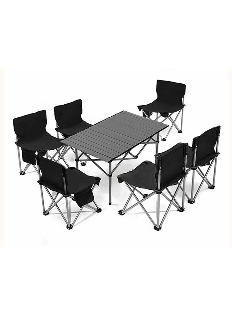 GT-Wheel 7 PCs Aluminum Folding Camping Table and Chairs Set with Carrying Bag for Outdoor - Image 1