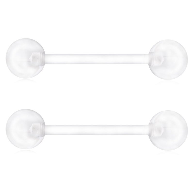 Ruifan 14G 16mm Clear Flexible Acrylic Nipple Tongue Barbell Ring Body Piercing Jewelry Retainer 2PCS - Image 5