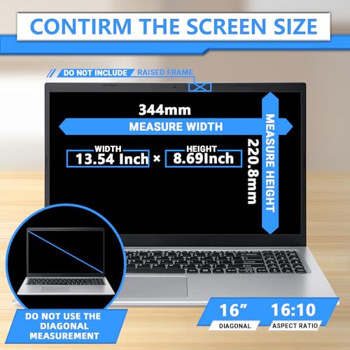 ZOEGAA Magnetic Laptop Privacy Screen 16 Inch, Compatible With HP Dell Acer Asus Lenovo, Removable 16:10 Laptop Screen Privacy Shield, Anti Spy, Anti Glare, Blue Ray Reduction - Image 2