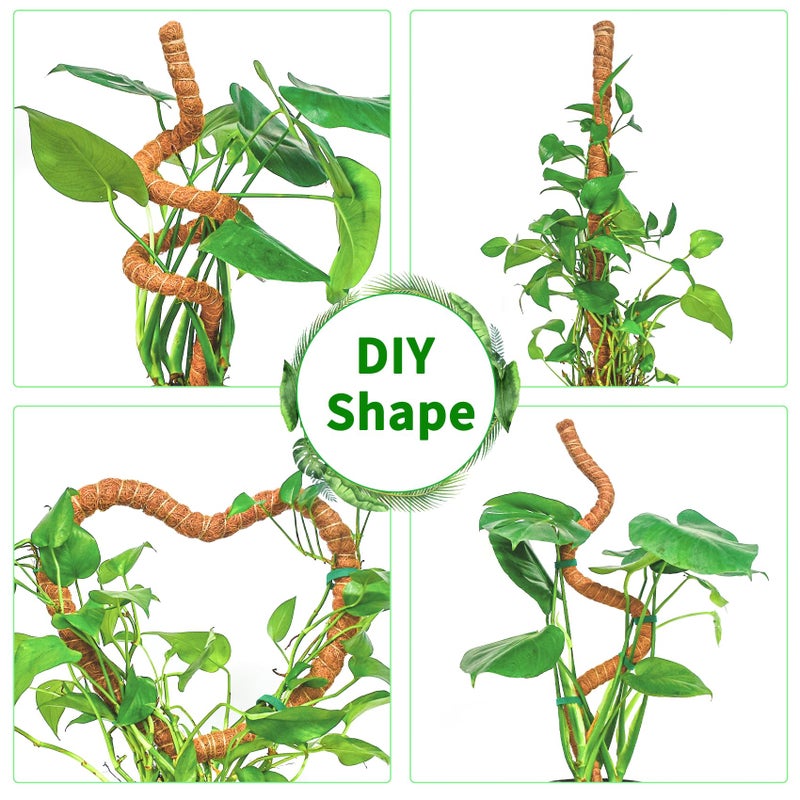 Dimpoo 2 Pack 28 Inch Moss Pole Monstera Plant Support, Coir Moss Poles for Climbing Indoor Plants, Bendable Plant Stake Trellis for Potted Plant, Pothos, Philodendron - Image 4