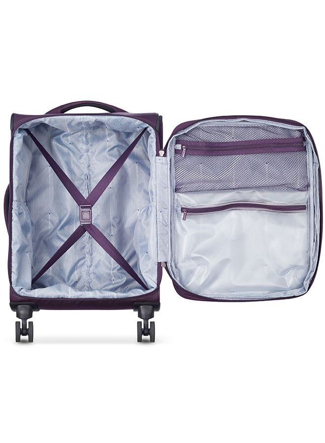 DELSEY Optimax Lite Expendable 4 Double wheels Luggage Cabin Trolley Suitcase 55cm/22Inch, 44.13L, 2.5kg  - Purple - Small - Image 3