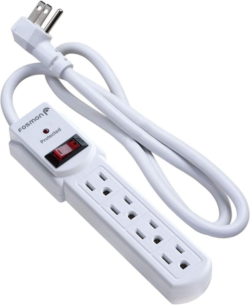 Fosmon 4 Outlet Small Surge Protector Power Strip - 3Ft Short Power Strip with Short Extension Cord & Flat Plug, 1875W, 490 Joules 4 Multi Plug Wall Mountable 3 Foot For Home Office Dorm, ETL Listed - Image 1