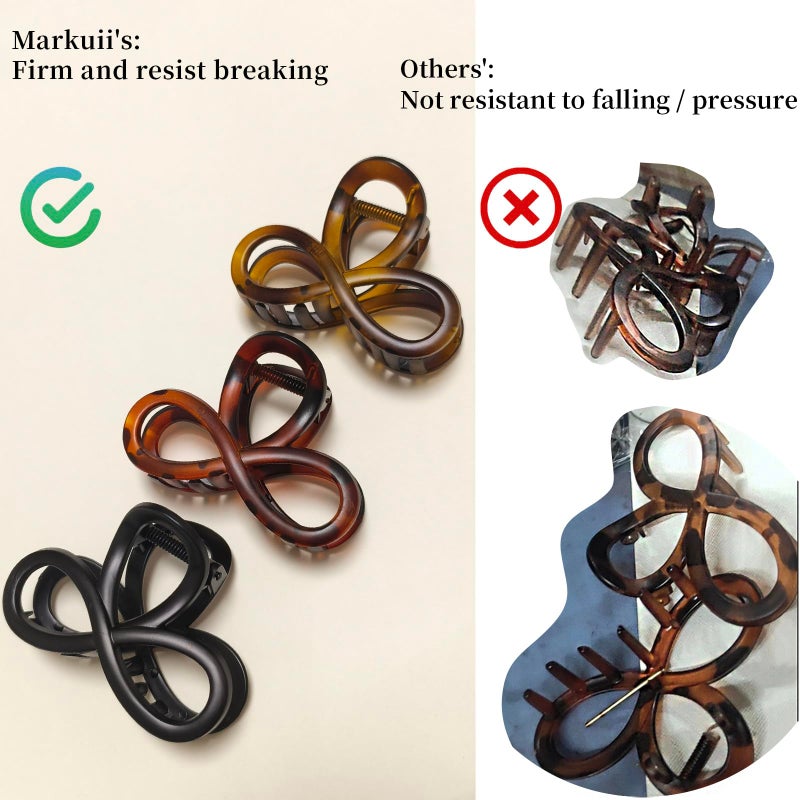 Markuii 3.3 Inch Hair Claw Clips, Unbreakable No Slip Matte Neutral Claw Clip for Women's Thin & Medium Thick Fine Hair, 3 Pack - Image 5