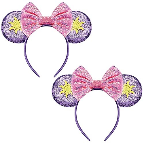 FANYITY Mouse Costume Ears2 Pcs Mouse Ears Headbands for Girls Women PartySize Free Purple sun 2 - Image 1