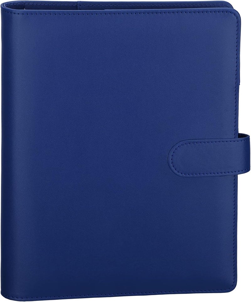 Antner A5 Binder 6 Ring Refillable Notebook Binder Planner Cover for A5 Refill Paper, PU Leather Loose Leaf Personal Organizer Budget Planner for Savings & Budgeting with Magnetic Buckle, Navy Blue - Image 1