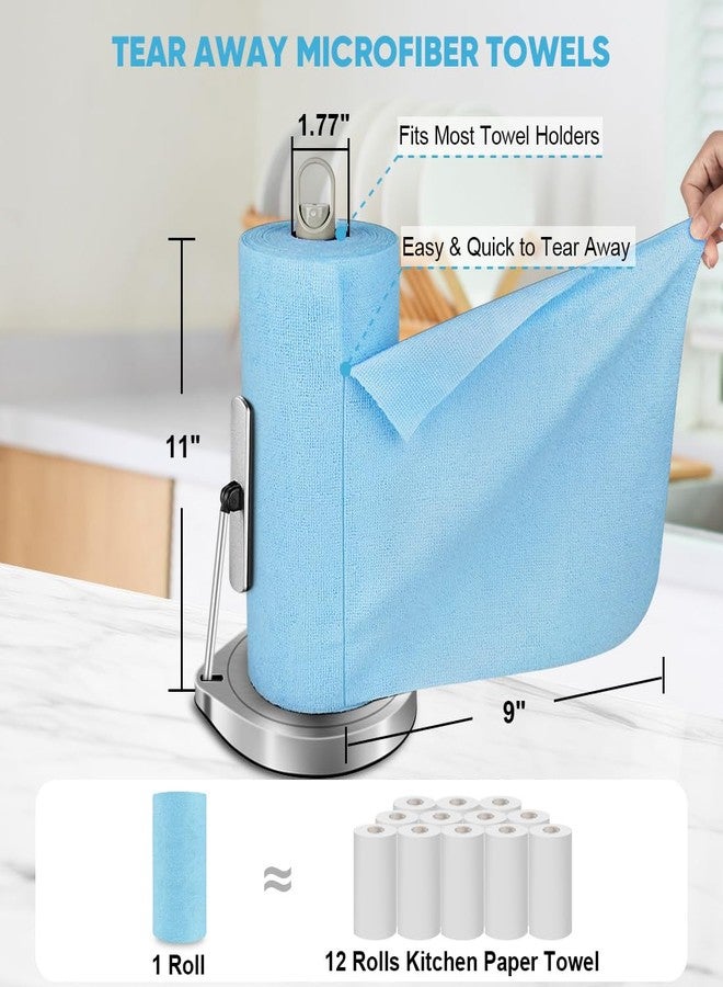 AIDEA Shop Towels 55 Sheets(3 Roll) Blue Shop Rags Washable Microfiber Cleaning Cloth, Microfiber Towels for Cars, Cleaning Rags Reusable Paper Towels for Automotive, Mechanic, Workshops, House-11×9" - Image 2