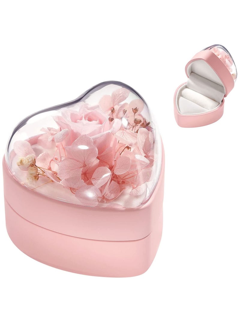 SOLARAE Mini Velvet Ring Box Organizer for Weddings - Pink Flower Heart Design, Perfect Gift for Women - Elegant Storage for Rings and Jewelry. - Image 4