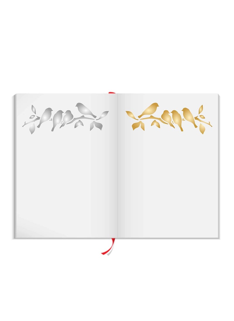 Usnyabni Roosting Birds Stencil, 8 x 3 inch (M) - Bird Branch Silhouette Border Stencils  - Image 3