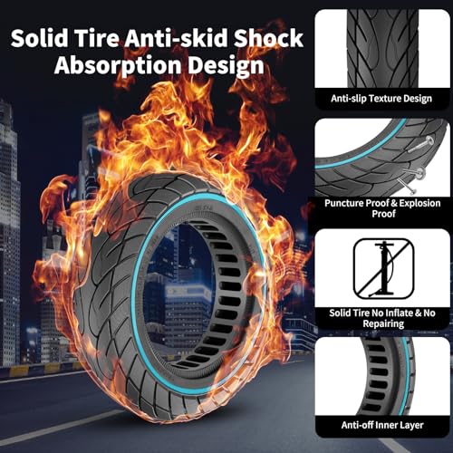 BANGTING 2-Pack 10x2.125 Tubeless Scooter Tires - Fits Models: 8.5x2.0, 8½x2, 50-75-6.1, 10×2.0, 10×2-6.1, 10×2(54-152) | Verify Rim Size: 6.5-6.65" Diameter & 1.26-1.34" Width | Puncture-Resistant - Image 4