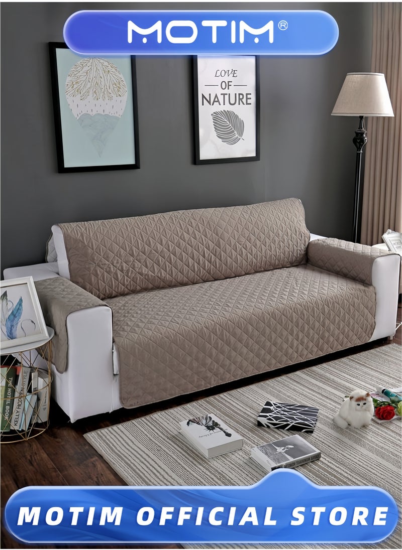 Motim - 3 Seater Seat Sofa Cover Protector For Kids Dog/Cat Pets Cover Reversible Furniture Waterproof Couch Cushion Khaki Covers - Image 1