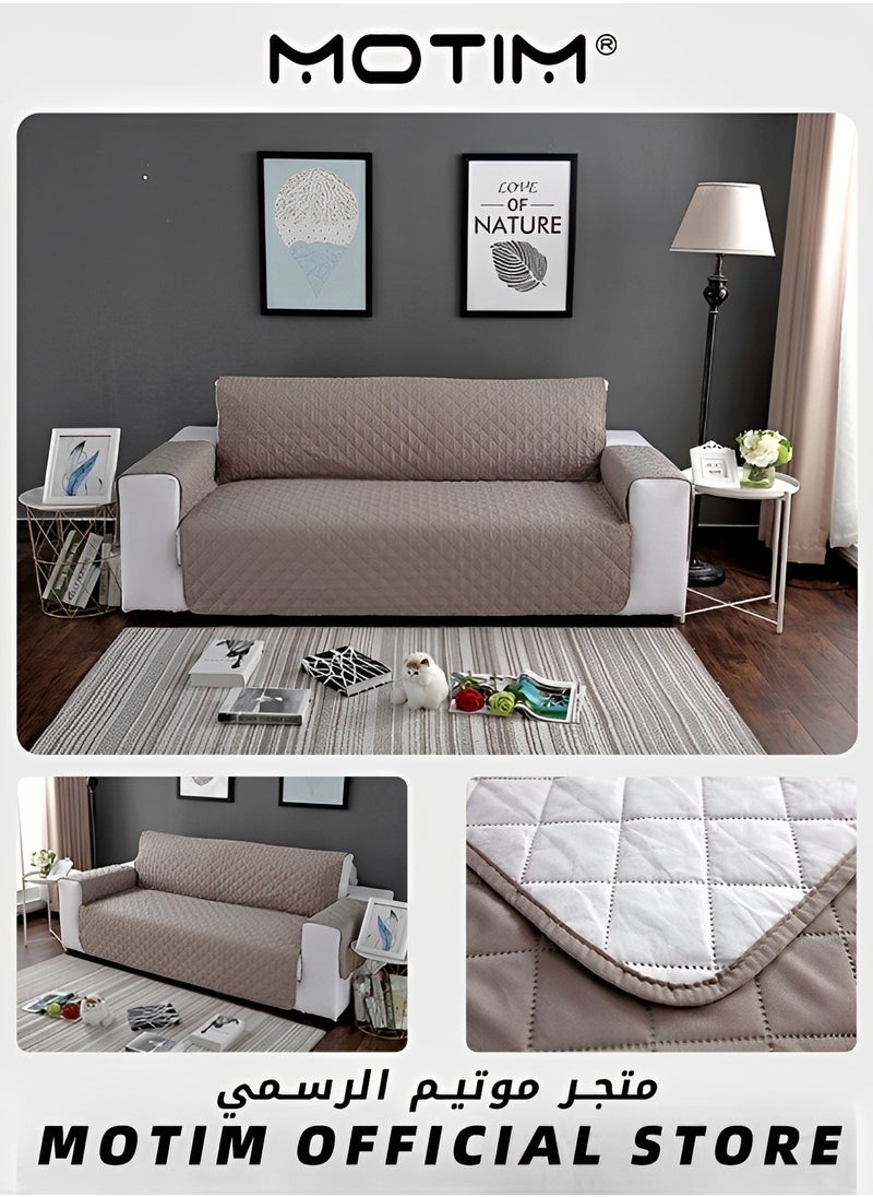 Motim - 3 Seater Seat Sofa Cover Protector For Kids Dog/Cat Pets Cover Reversible Furniture Waterproof Couch Cushion Khaki Covers - Image 1