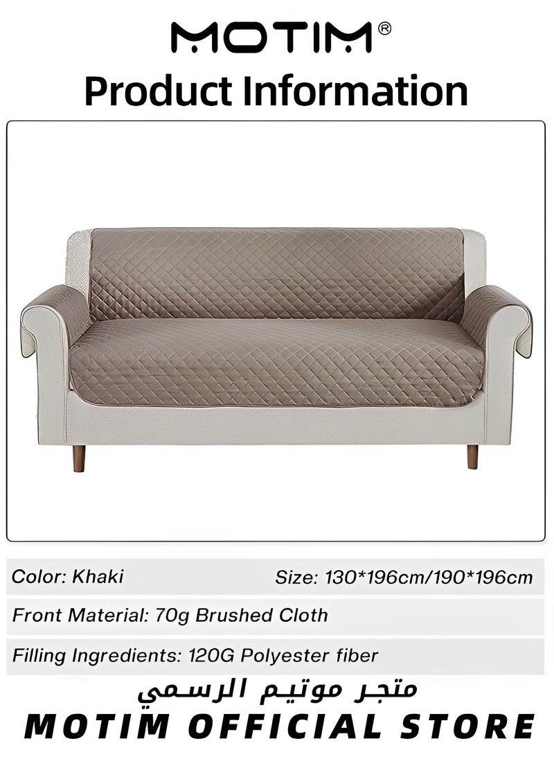 Motim - 3 Seater Seat Sofa Cover Protector For Kids Dog/Cat Pets Cover Reversible Furniture Waterproof Couch Cushion Khaki Covers - Image 1