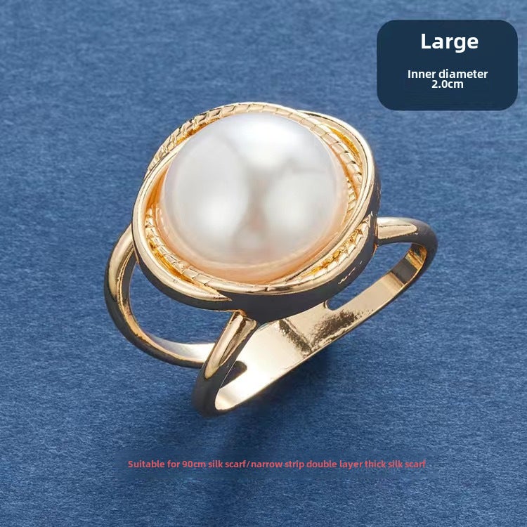 Fashion Oversized Coat Belt Buckle Large Pearl Rose-scarf buckle 