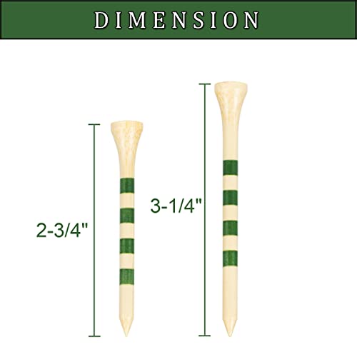 MAZEL Professional Natural Wood/Bamboo Golf Tees 2 3/4 Inch & 3 1/4 Inch,Pack 50,Reduce Friction & Side Spin, More Durable and Stable Golf Tees,Beige - Image 3