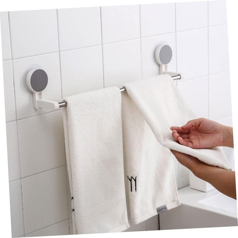 KINJORU Towel Holder & Pot Cover Rack with Suction Cups - White Storage Shelf for Bathroom & Kitchen, Easy Install Suction Cup Towel Rack (Pack of 1) - Image 2