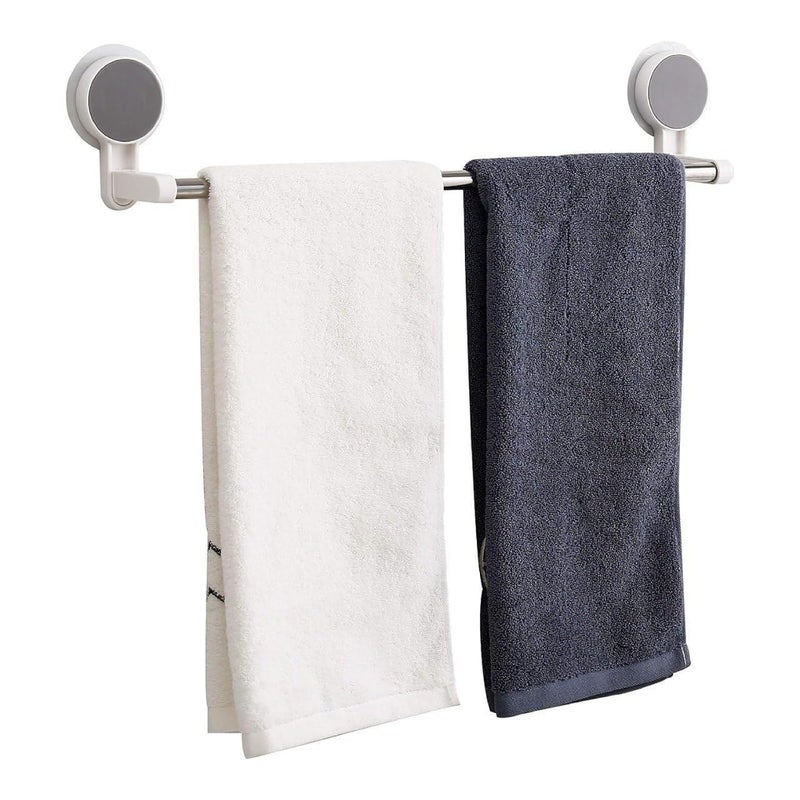 KINJORU Towel Holder & Pot Cover Rack with Suction Cups - White Storage Shelf for Bathroom & Kitchen, Easy Install Suction Cup Towel Rack (Pack of 1) - Image 3