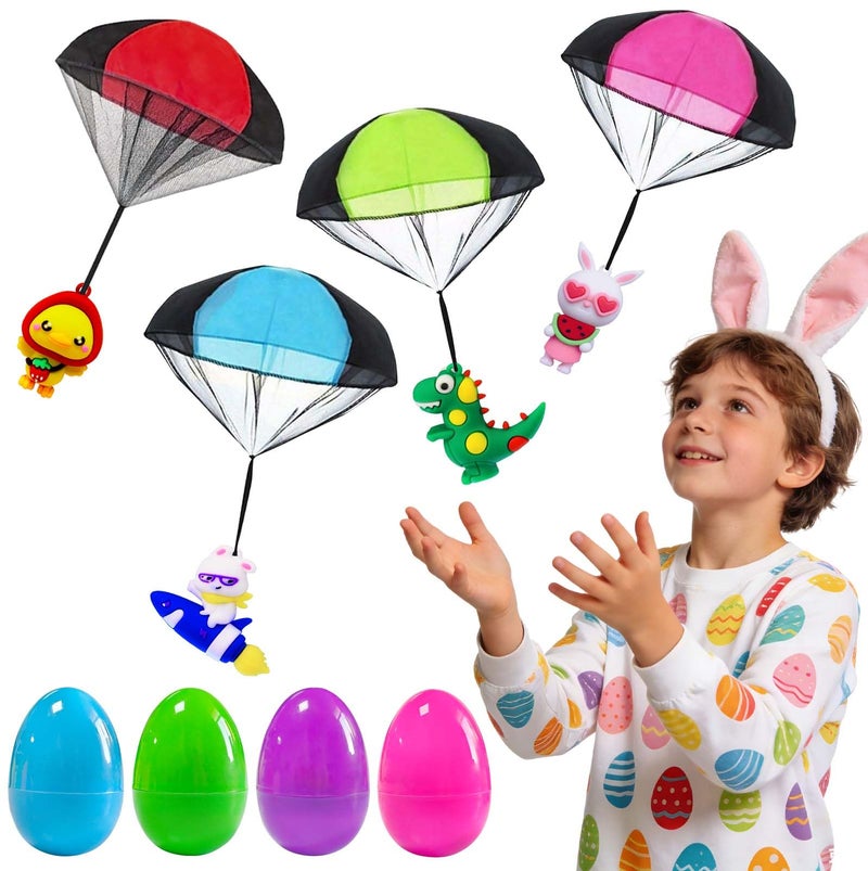Voiiake Easter Egg Fillers Basket Stuffer Essentials for Teens Kids 4Pack Prefilled Easter Eggs with Parachute Toys Treasure Box Toys for Classroom Boys Girls Egg Hunt Party Supplies Carnival Prizes - Image 3