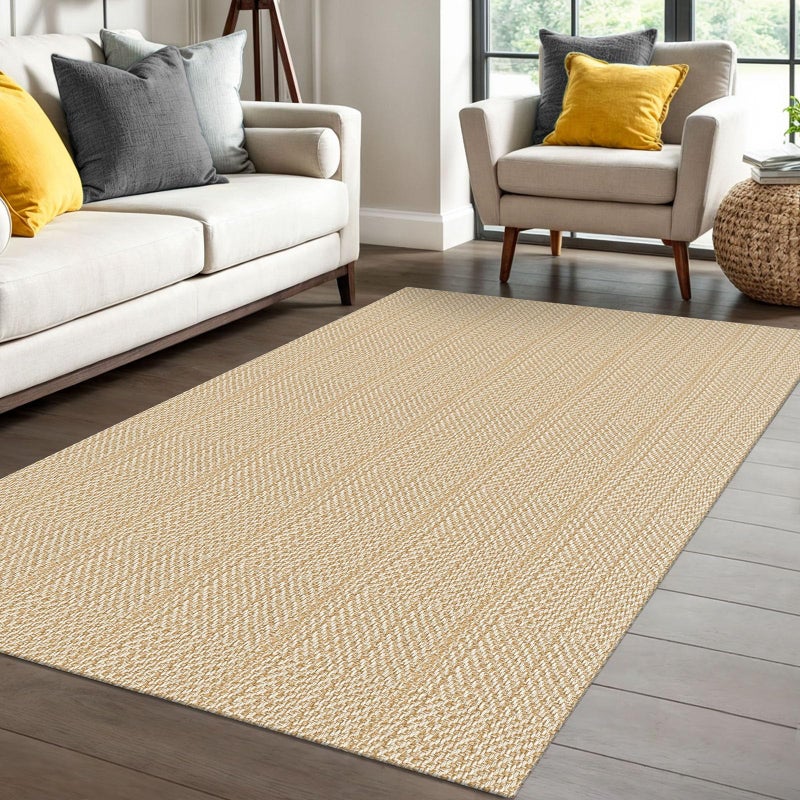 IOHOUZE Washable Area Rug 4x6 Non Slip Rubber Backed Woven Rugs for Entryway Indoor Bedroom Rugs Kitchen Rug Floor Throw Carpet for Entrance Front Door Living Room, Warm Beige/Orange/Apricot - Image 1