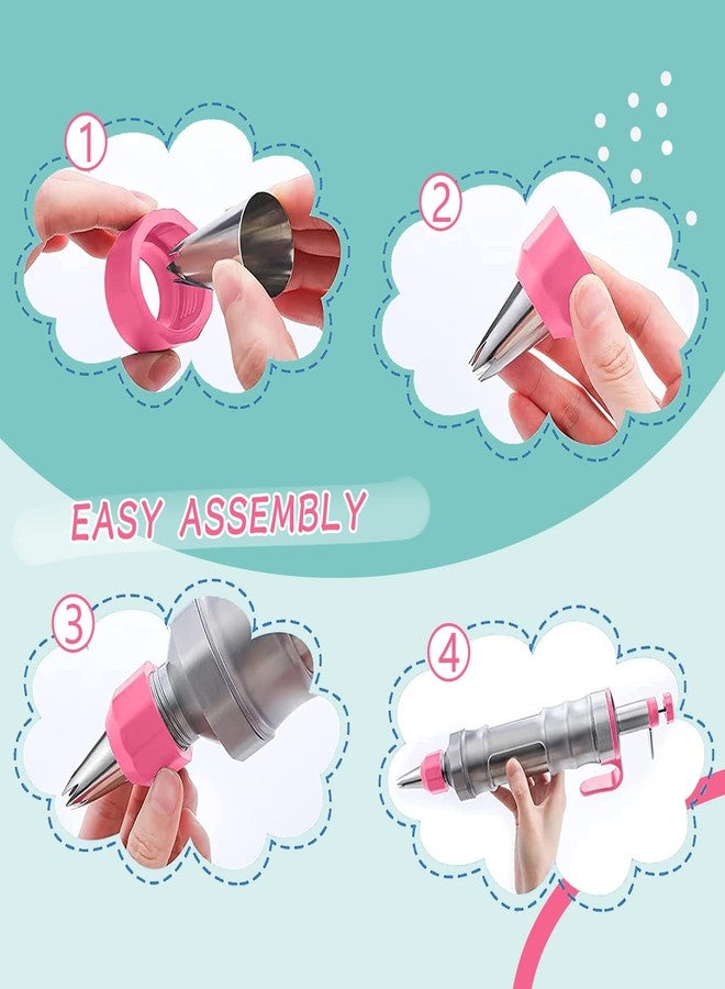 Kytree Dessert Decorating Syringe Set, Pink Icing Decoration Set Stainless Steel Cupcake Injector/Decorating Icing Set with 6 Nozzle, 3 Scrapers, 2 Brushes for Christmas Xmas Baking Biscuit Cake Decoration - Image 5