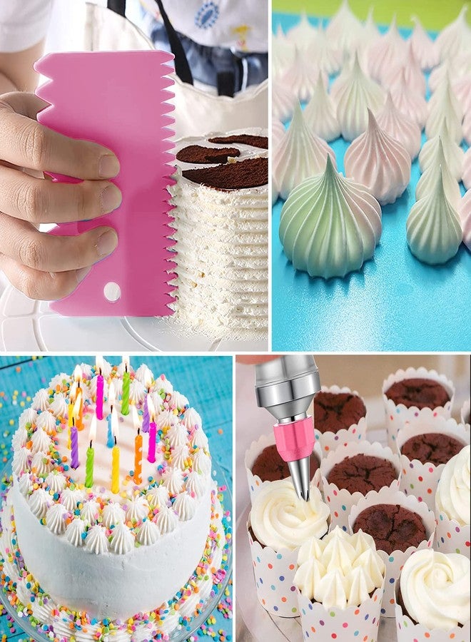 Kytree Dessert Decorating Syringe Set, Pink Icing Decoration Set Stainless Steel Cupcake Injector/Decorating Icing Set with 6 Nozzle, 3 Scrapers, 2 Brushes for Christmas Xmas Baking Biscuit Cake Decoration - Image 3