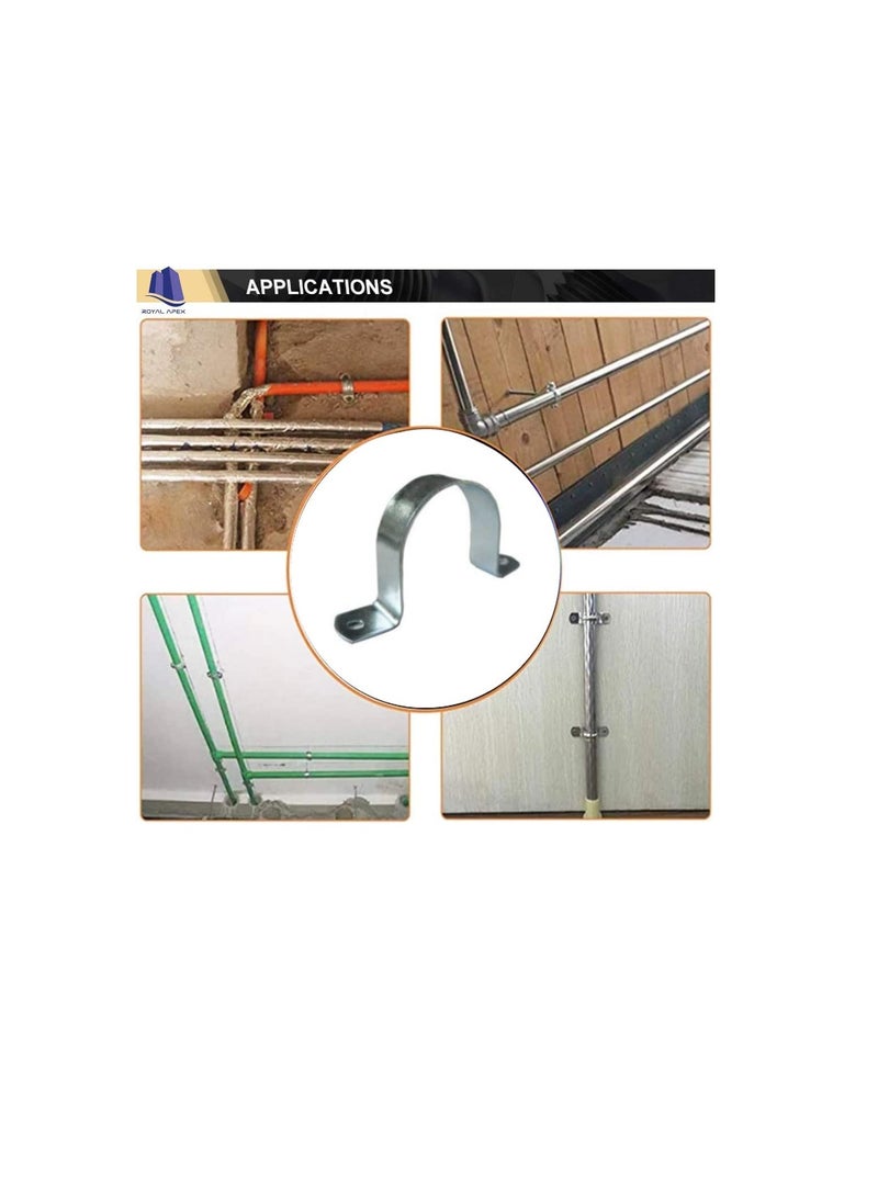 Galvanized (GI) U Clamps Fastener Hanger Pipe Clamps Clip with Screw and Fischer, for Conduit Pipe Fixing Bracket and Support Water Pipe and Gas Pipe – 10 Pcs (2 Inch) - Image 2