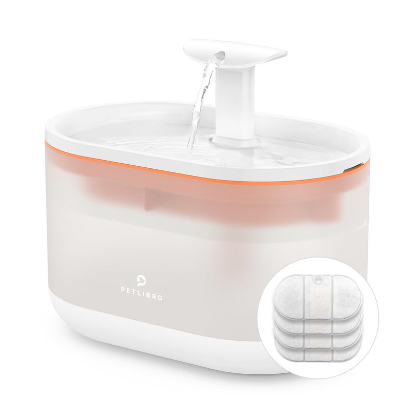 PETLIBRO 2.1L Automatic Cat Water Fountain, Ultra-Quiet Indoor Pet Water Dispenser with Dual Flow Modes, Visible Water Window & Multi-Layer Filter System, BPA-Free, Orange - Image 1