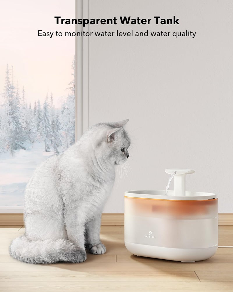 PETLIBRO 2.1L Automatic Cat Water Fountain, Ultra-Quiet Indoor Pet Water Dispenser with Dual Flow Modes, Visible Water Window & Multi-Layer Filter System, BPA-Free, Orange - Image 5