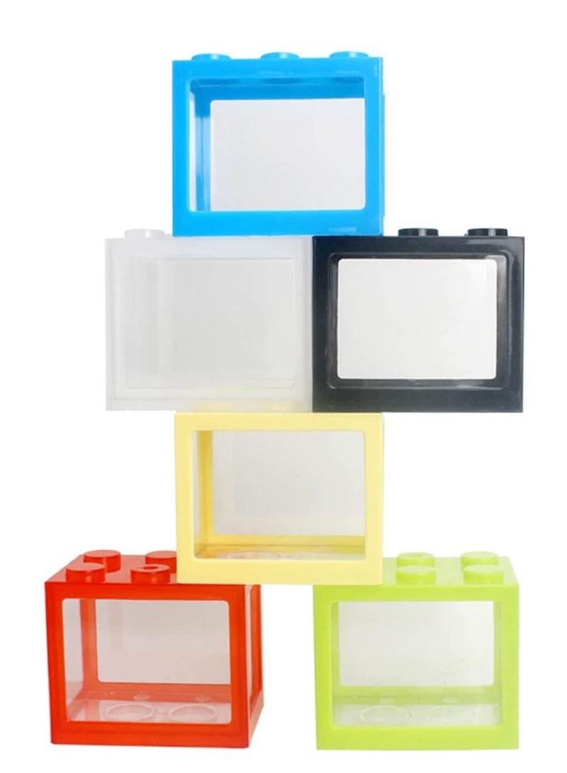 Mini Fish Tank Aquarium Building Blocks Fish Tank Desktop Decoration Yellow - Image 4
