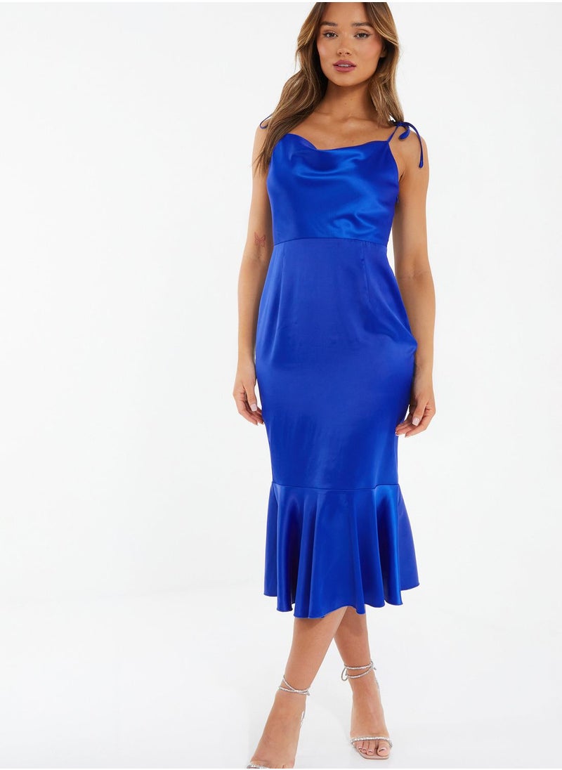 QUIZ Satin Cowl Midi Dress  - Image 1