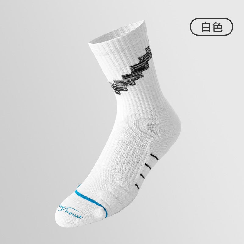 Generic Mens Mid-Calf Badminton Socks Autumn Winter Black - Image 2