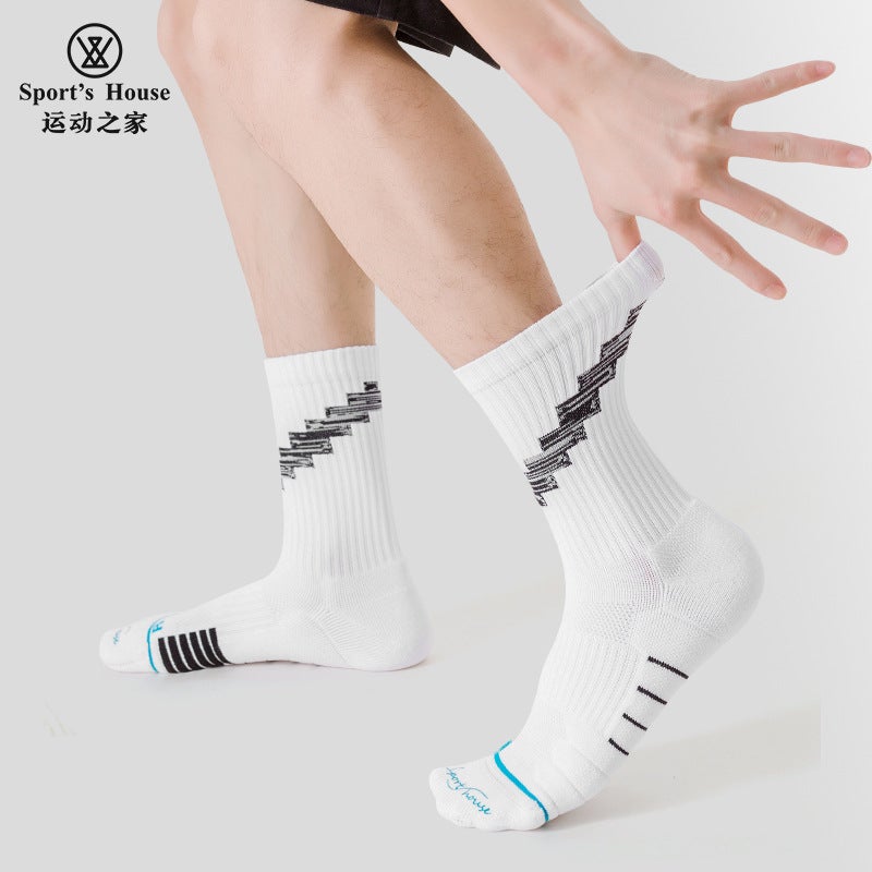 Generic Mens Mid-Calf Badminton Socks Autumn Winter Black - Image 5