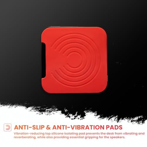 Audio Array AA-22 Desktop Mount Speaker Stands | 15KG Capacity | Height, Tilt & Rotation Adjustable | Smart Cable Management | for Sound Editing, Gaming, Music Production | Red (Set of 2) - Image 5