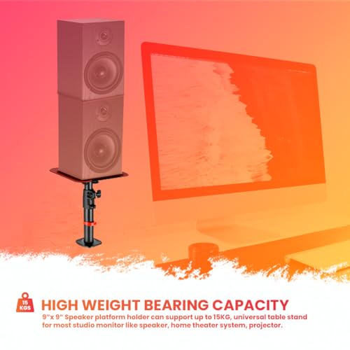 Audio Array AA-22 Desktop Mount Speaker Stands | 15KG Capacity | Height, Tilt & Rotation Adjustable | Smart Cable Management | for Sound Editing, Gaming, Music Production | Red (Set of 2) - Image 4