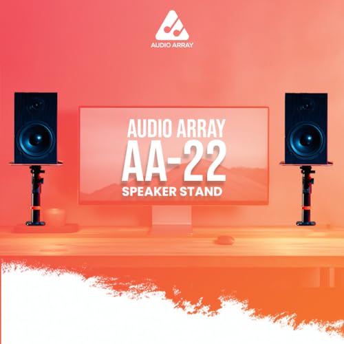 Audio Array AA-22 Desktop Mount Speaker Stands | 15KG Capacity | Height, Tilt & Rotation Adjustable | Smart Cable Management | for Sound Editing, Gaming, Music Production | Red (Set of 2) - Image 2