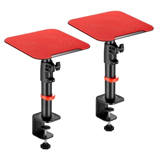 Audio Array AA-22 Desktop Mount Speaker Stands | 15KG Capacity | Height, Tilt & Rotation Adjustable | Smart Cable Management | for Sound Editing, Gaming, Music Production | Red (Set of 2) - Image 1