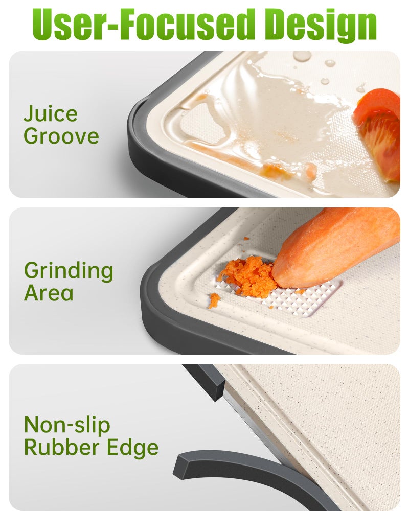 Washour Titanium Cutting Boards for Kitchen, Non Toxic 2-in-1 Cutting Board Double Sided, Food Grade Chopping Boards for Fresh Meat Vegetable, Easy to Clean Large Size 18â€Ã—12â€ - Image 4