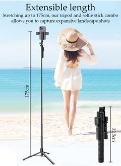 DUNISO Selfie Stick,Extendable Double phone clip Cell Phone Tripod ,Rotate Phone Tripod with Bluetooth Remote Shutter and Fill Lights,Group Selfies/Live Streaming/Video Recording Compatible with All Phones  - Image 2