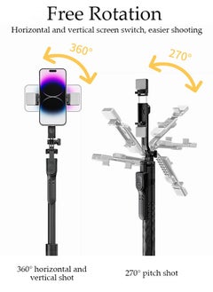 DUNISO Selfie Stick,Extendable Double phone clip Cell Phone Tripod ,Rotate Phone Tripod with Bluetooth Remote Shutter and Fill Lights,Group Selfies/Live Streaming/Video Recording Compatible with All Phones  - Image 4