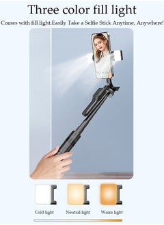 DUNISO Selfie Stick,Extendable Double phone clip Cell Phone Tripod ,Rotate Phone Tripod with Bluetooth Remote Shutter and Fill Lights,Group Selfies/Live Streaming/Video Recording Compatible with All Phones  - Image 5
