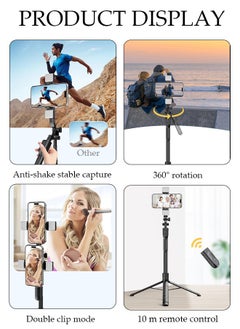 Selfie Stick,Extendable Double phone clip Cell Phone Tripod ,Rotate Phone Tripod with Bluetooth Remote Shutter and Fill Lights,Group Selfies/Live Streaming/Video Recording Compatible with All Phones - pzsku/Z03029552BFF1229B6C41Z/45/_/1716859971/0d456aa1-def6-4b57-838f-ba4bc49a1c07