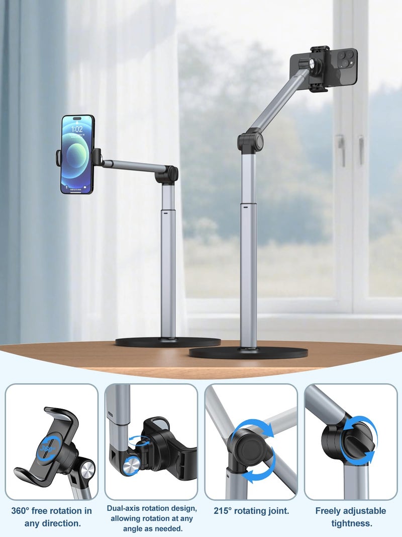Mistriddle Heavy Duty Aluminum Overhead Phone Stand for Recording, Adjustable iPhone Tripod for Overhead Shots, Sturdy Stand for Cooking, Crafting, Filming, Painting â€“ Perfect for Creatorsï¼ˆClipï¼‰ - Image 3