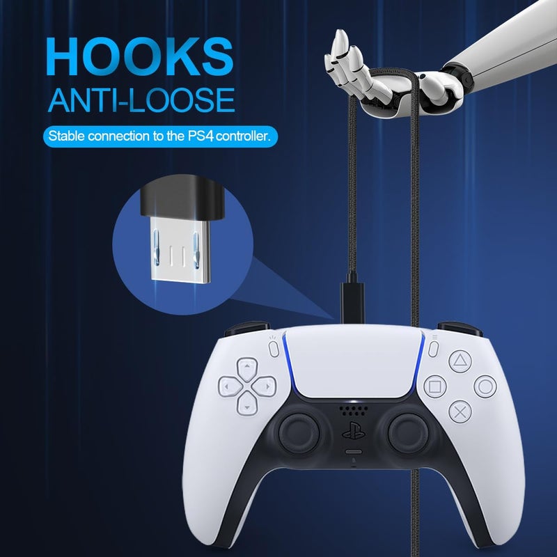 VOTY PS4 Controller Charger Cable,Micro USB Cable for Xbox One Controller,Fire HD 10 Tablet,Stick,PC,Slim/Pro,PS4 Charging Cord Braided USB A Type A to Micro B Old Android Charger Wire for Samsung Phone - Image 2