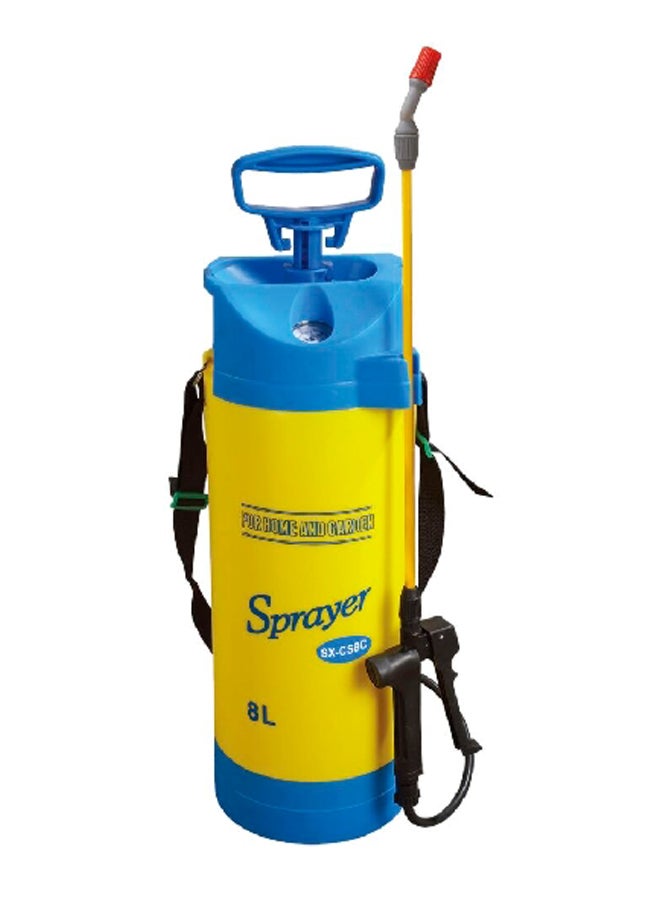 SeeSa Ergonomic Handle Pressure Gauge Sprayer with Brass Lance Yellow and Blue 8 L SX-8C