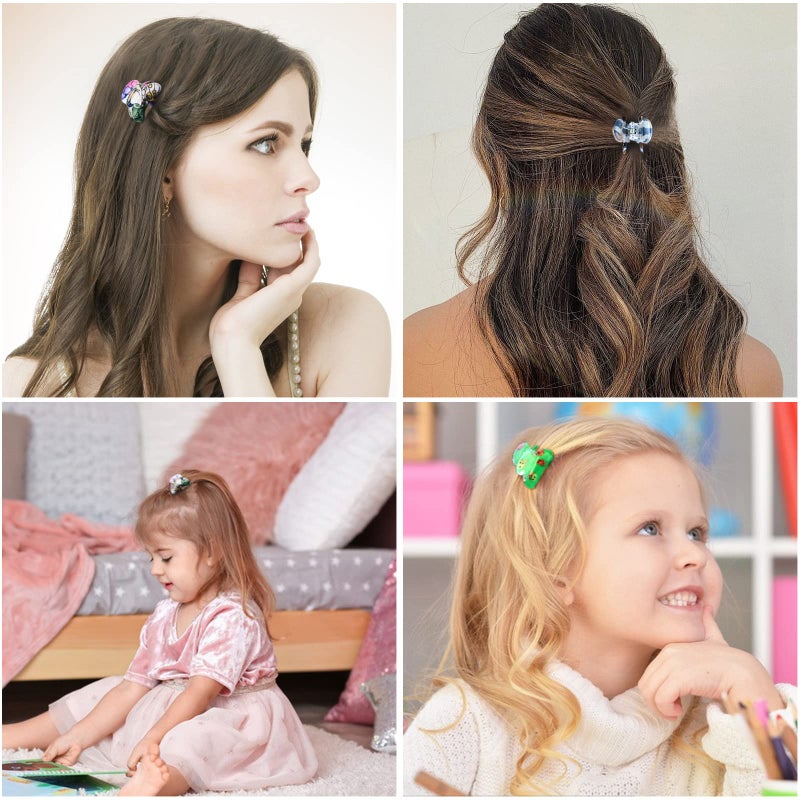 Carede Mini 1.2 inch Plastic No-Slip Grip Jaw Hair Clip,Floral Printed Small Acrylic Hair Claw Clips for Girls and Women,Pack of 12 - Image 5