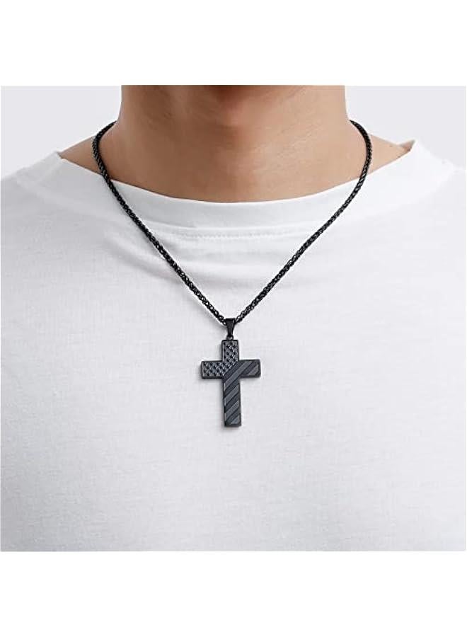 Arabest 18+2 Inch Cross Necklace Bible Verse Stainless Steel American Flag Pendant Chain for Men Boys Jewelry Gift - Image 2
