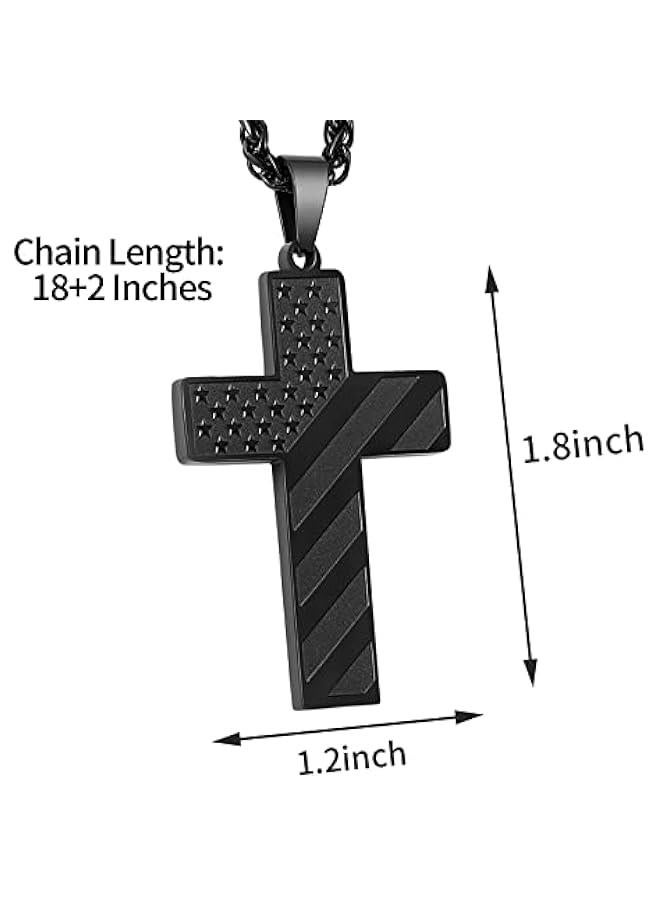 Arabest 18+2 Inch Cross Necklace Bible Verse Stainless Steel American Flag Pendant Chain for Men Boys Jewelry Gift - Image 5
