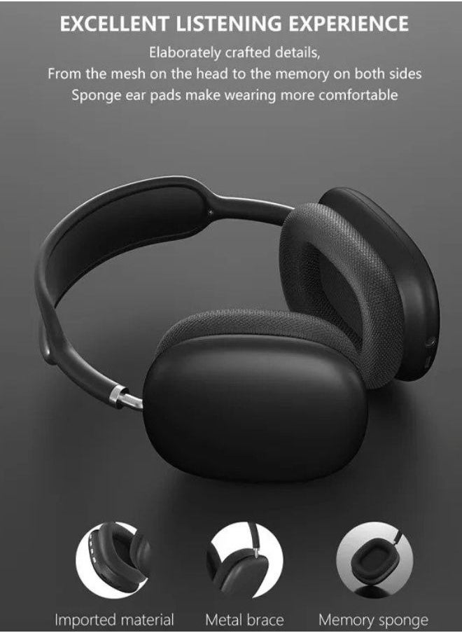 BSNL - Air Max P9 Bluetooth Wireless Headset Over-Ear Headphone With Mic Black/Silver - Image 1