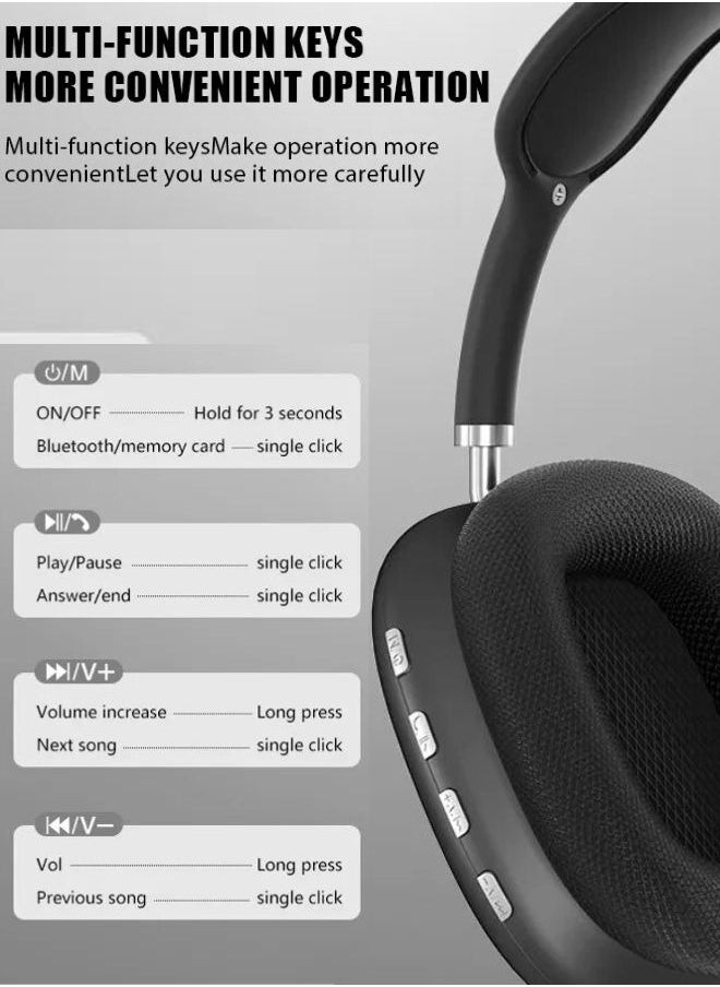 BSNL - Air Max P9 Bluetooth Wireless Headset Over-Ear Headphone With Mic Black/Silver - Image 1