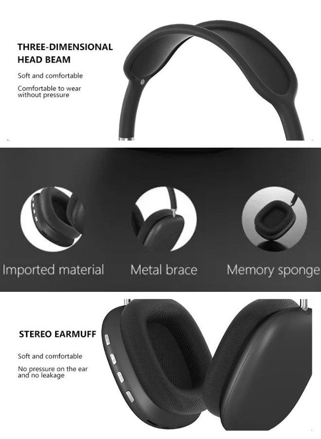 BSNL - Air Max P9 Bluetooth Wireless Headset Over-Ear Headphone With Mic Black/Silver - Image 1